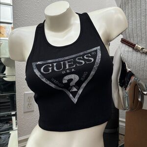 Guess cropped top cotton ribbed small